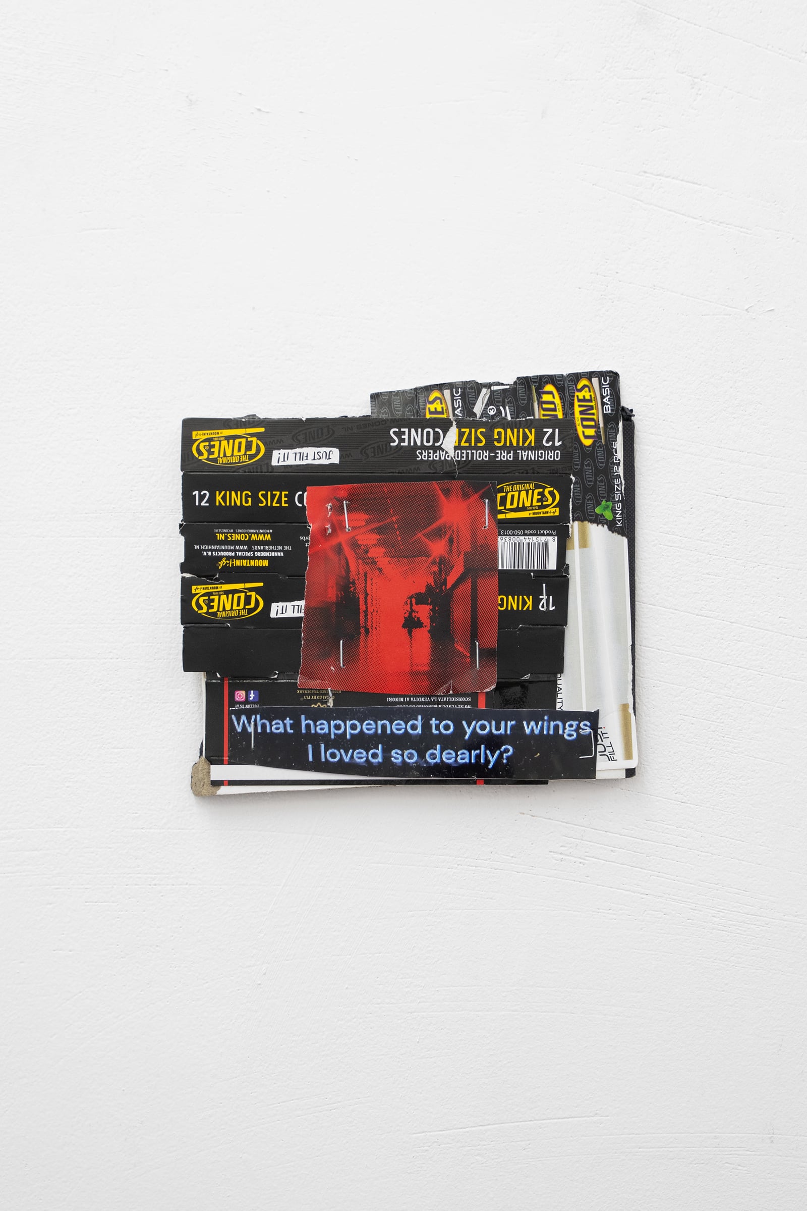 Victor Vejle, Leave me on the floor (Staircase), 2021, photo paper, cut out, staples and cardboard on book cover, 10 x 16 cm