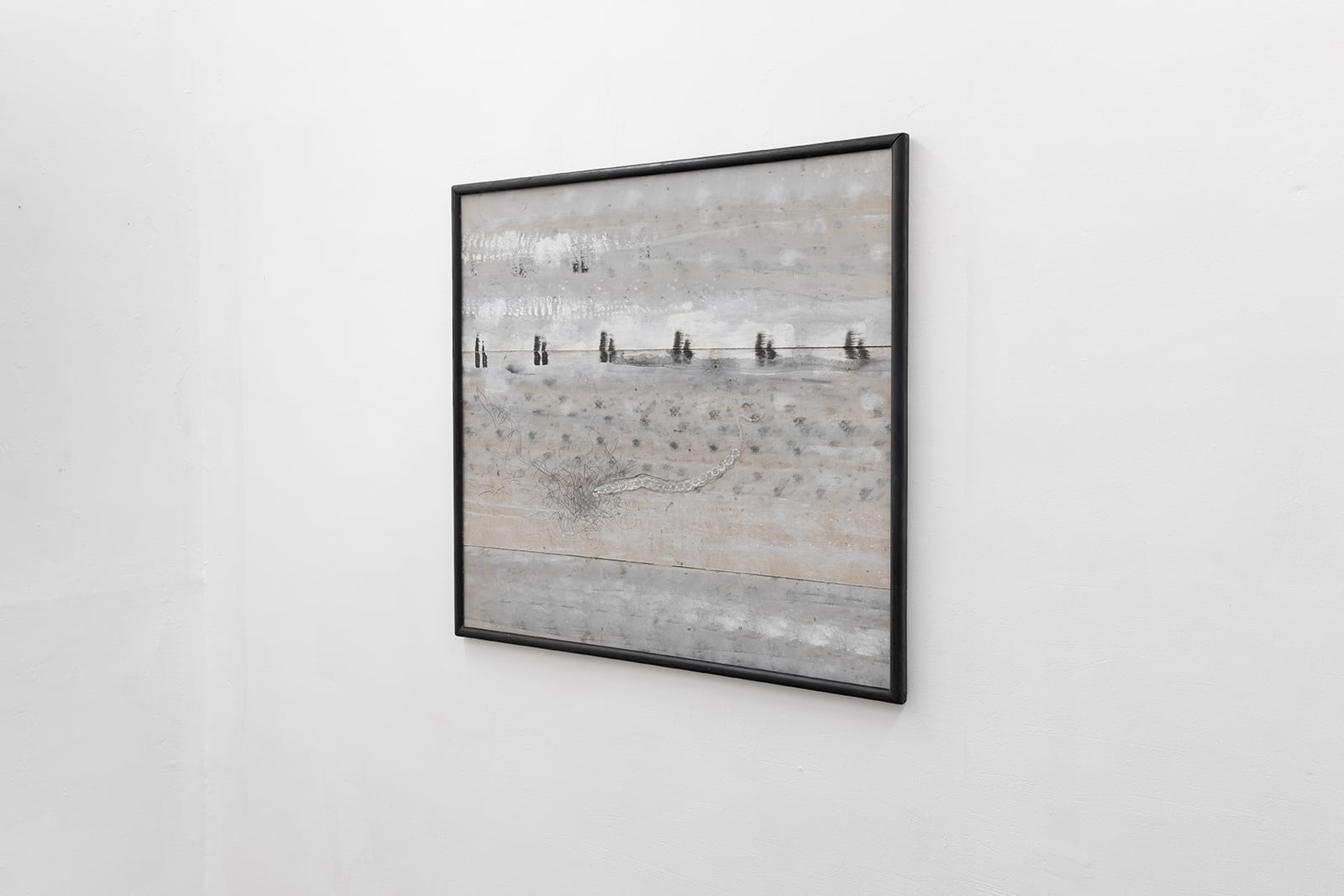 Vadim Murin, Untitled, 2021, acrylic, silicone and graphite on hardboard, 74 x 77 cm