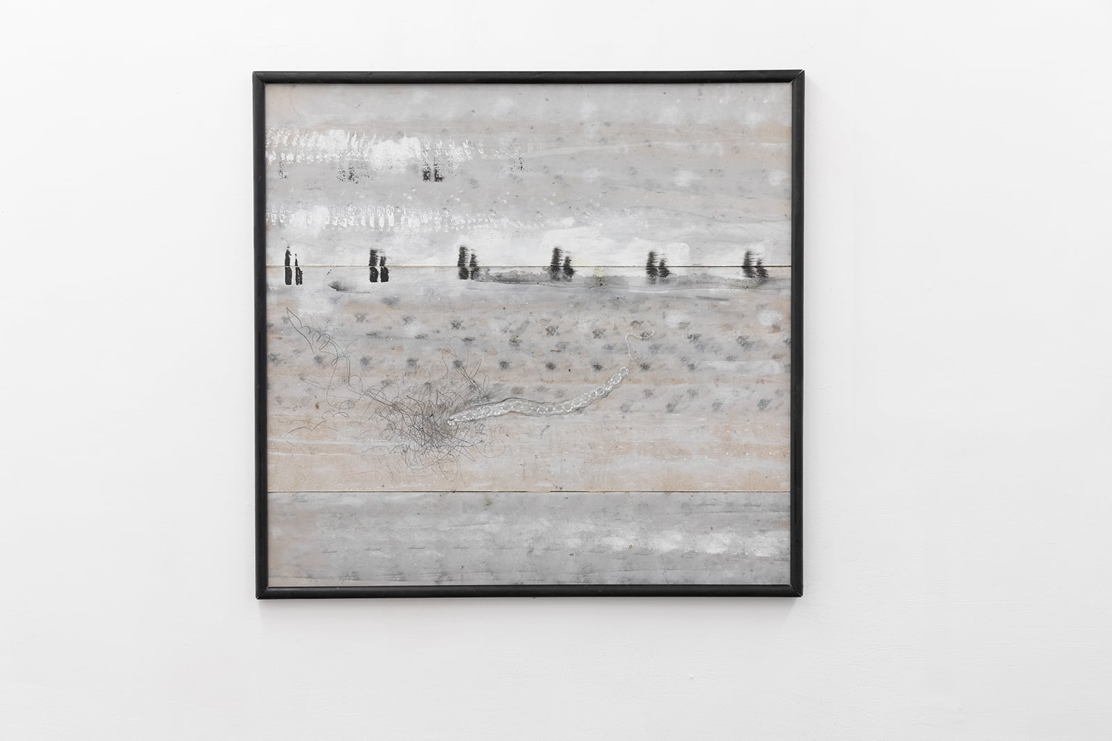 Vadim Murin, Untitled, 2021, acrylic, silicone and graphite on hardboard, 74 x 77 cm