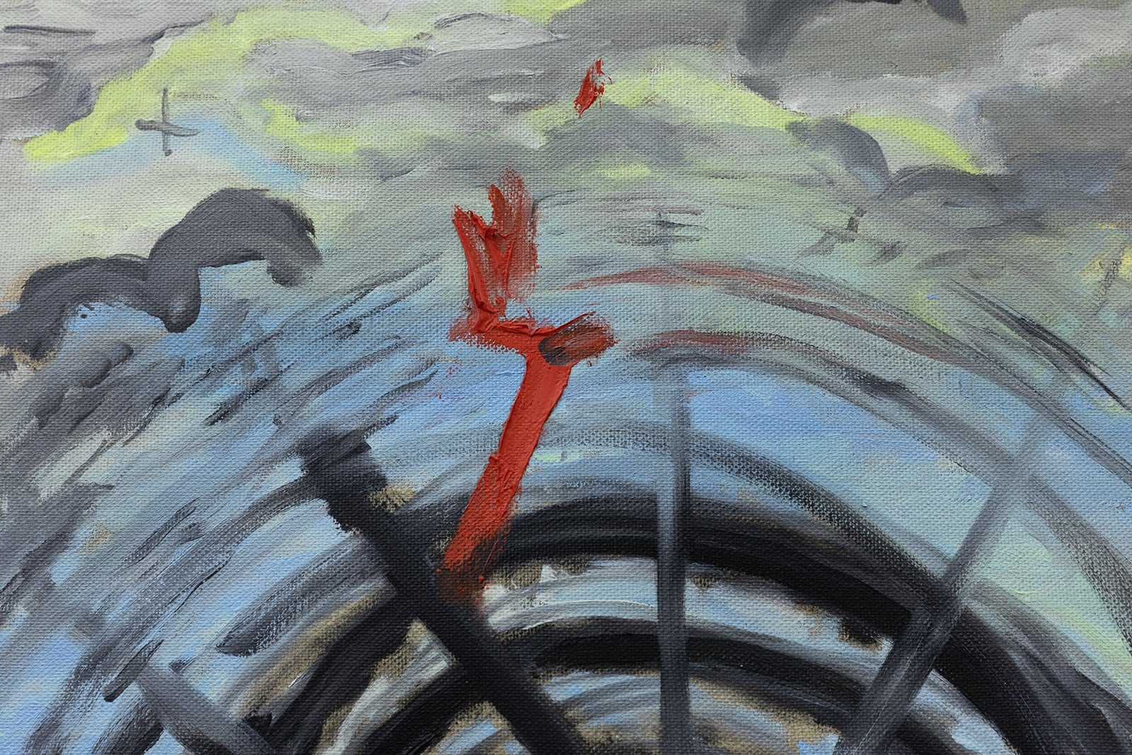 Mira Winding, Helicopter Death (Weed) (detail), 2021, oil on canvas 50 x 70 cm
